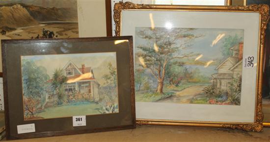 2 framed w/colours - New Zealand views(-)